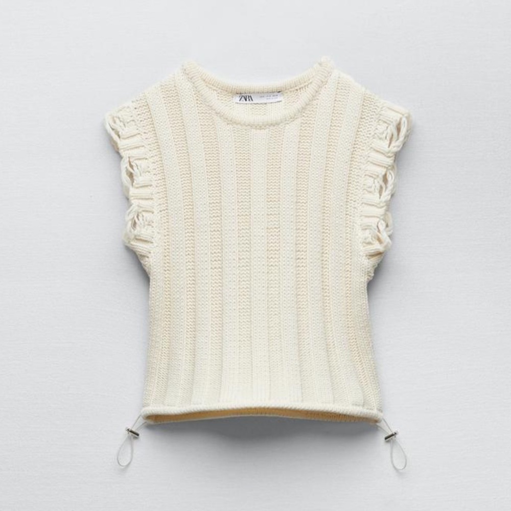 Zara white knit top